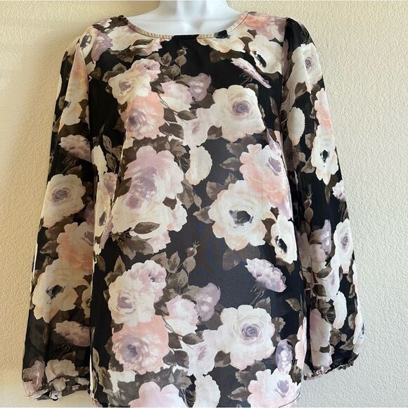 Truth NYC Tops - Truth NYC Sheer Floral Longsleeve Blouse